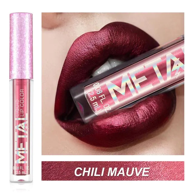 Pearlescent Metallic Color Liquid Lipstick Lip Gloss