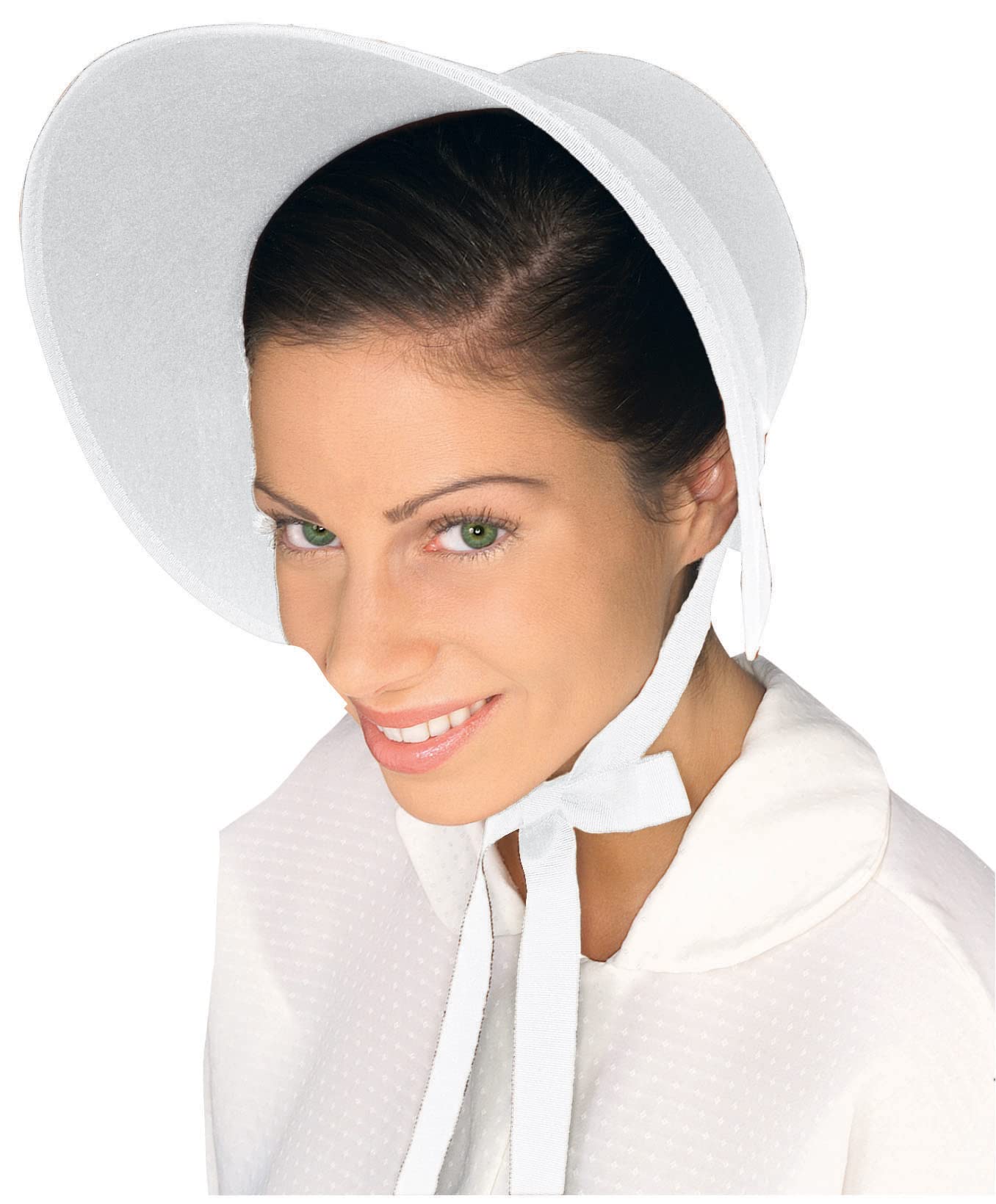 White Felt Bonnet Costume Accessory