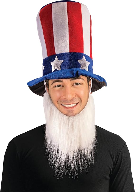 Patriotic Uncle Sam Top Hat and Beard Costume Accessory