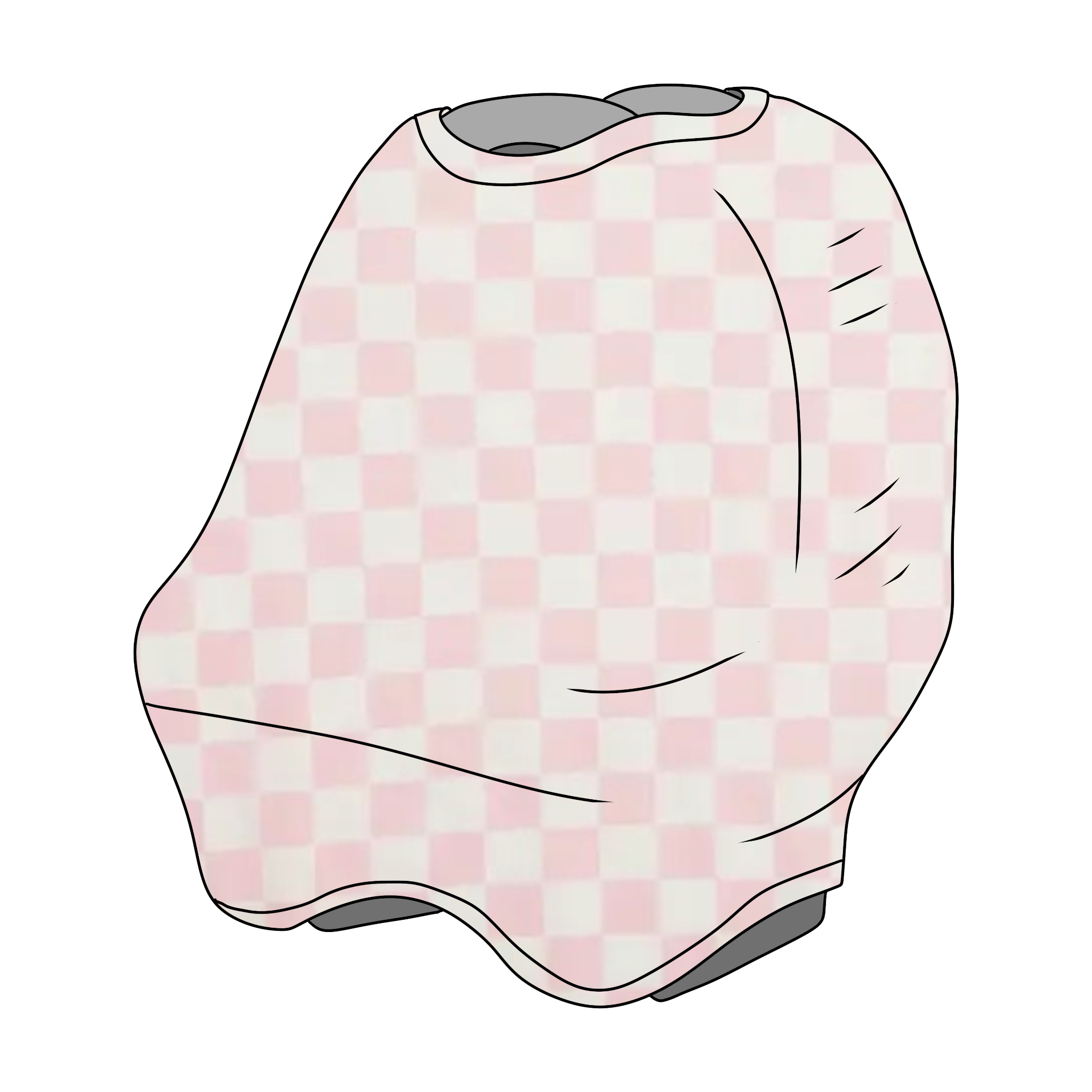 Sugar Pink & White Checkered Carseat Cover