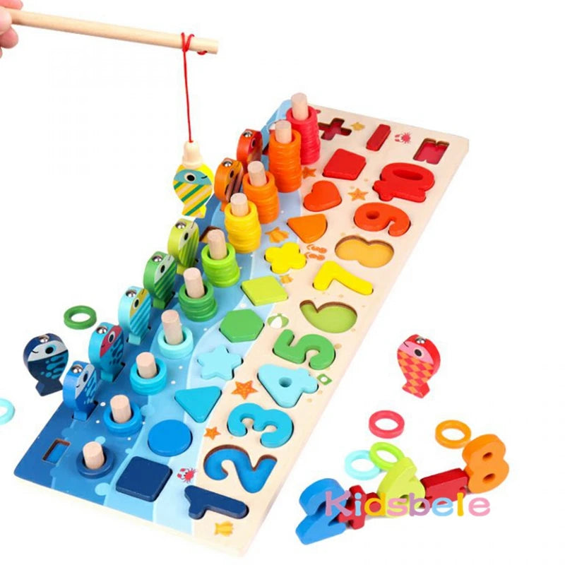 Montessori Wooden Educational Puzzle – Counting, Shape & Number Sorting Toy for Toddlers