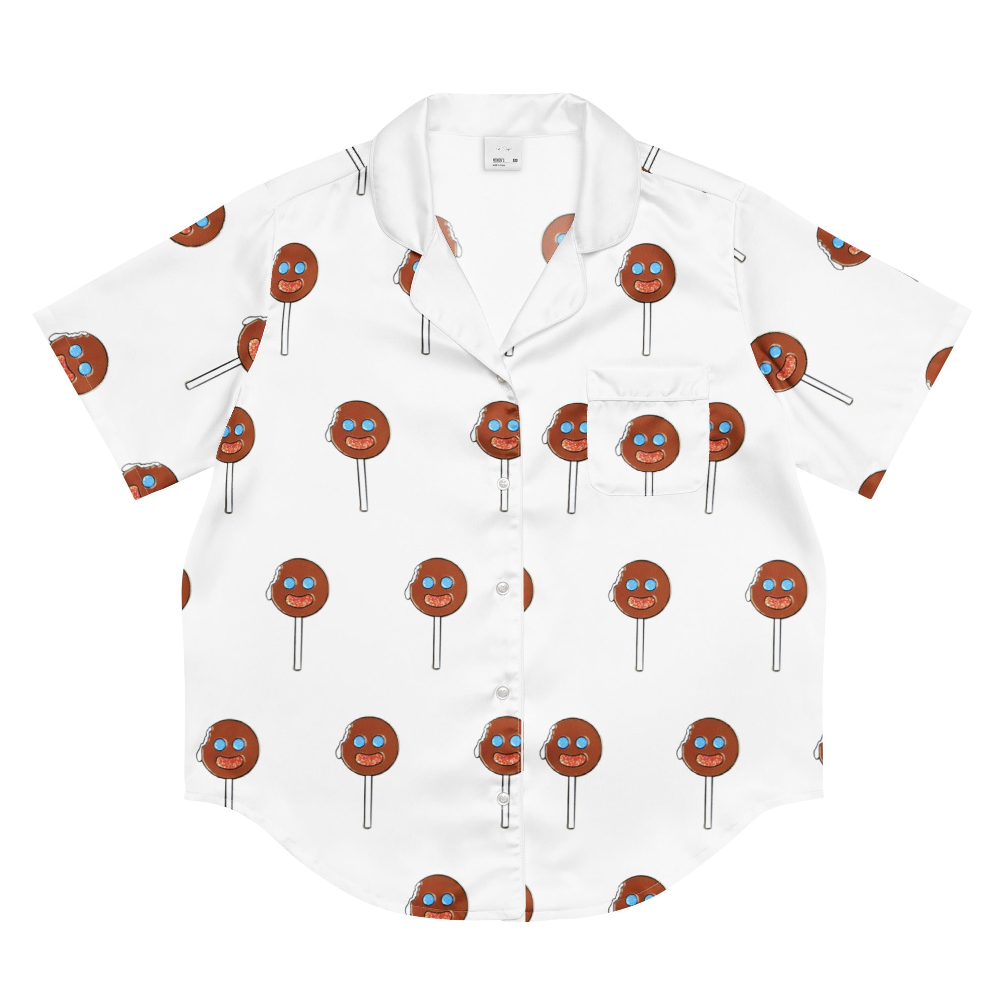 All-over print women’s short sleeve pajama top