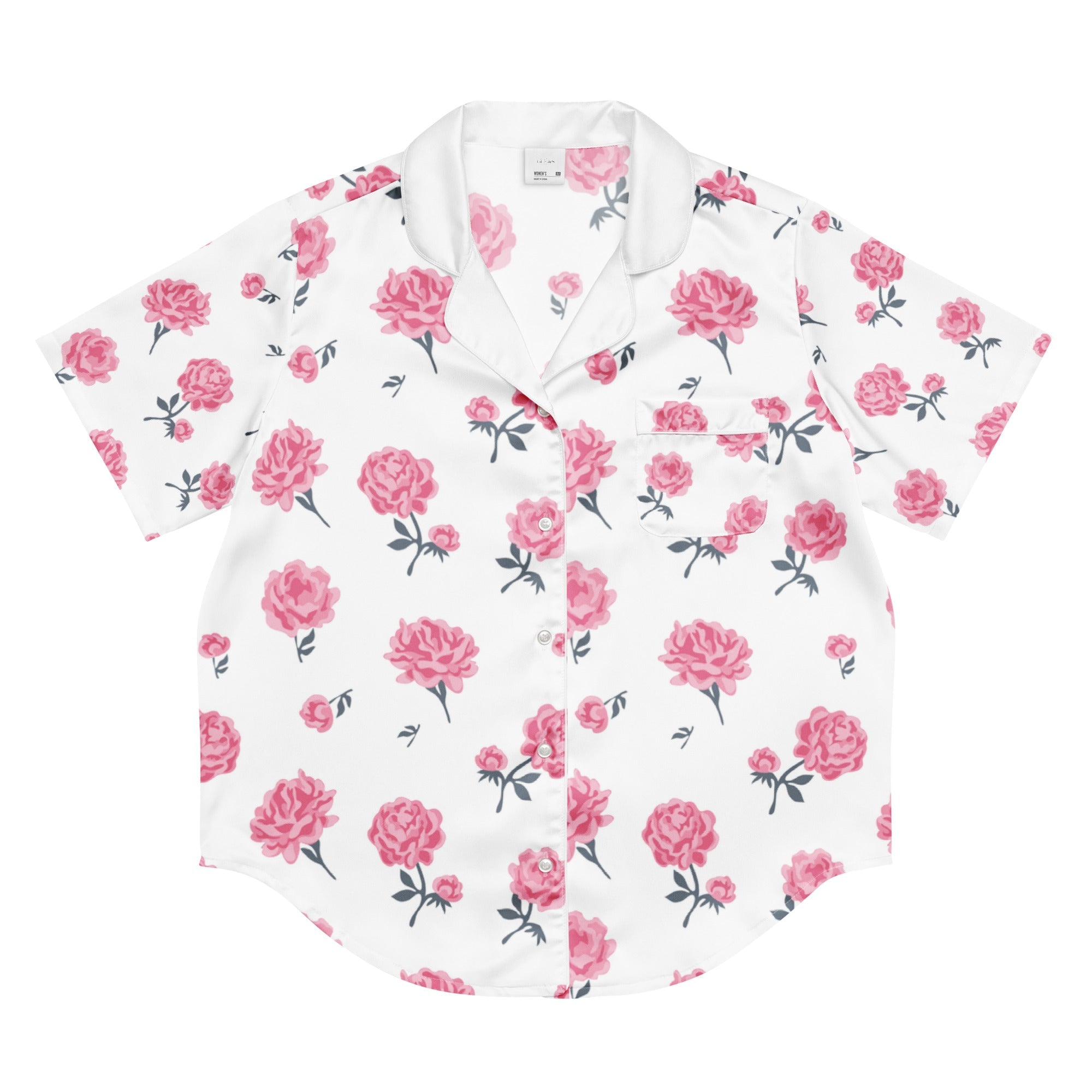 Rose All-over print women’s short sleeve pajama top