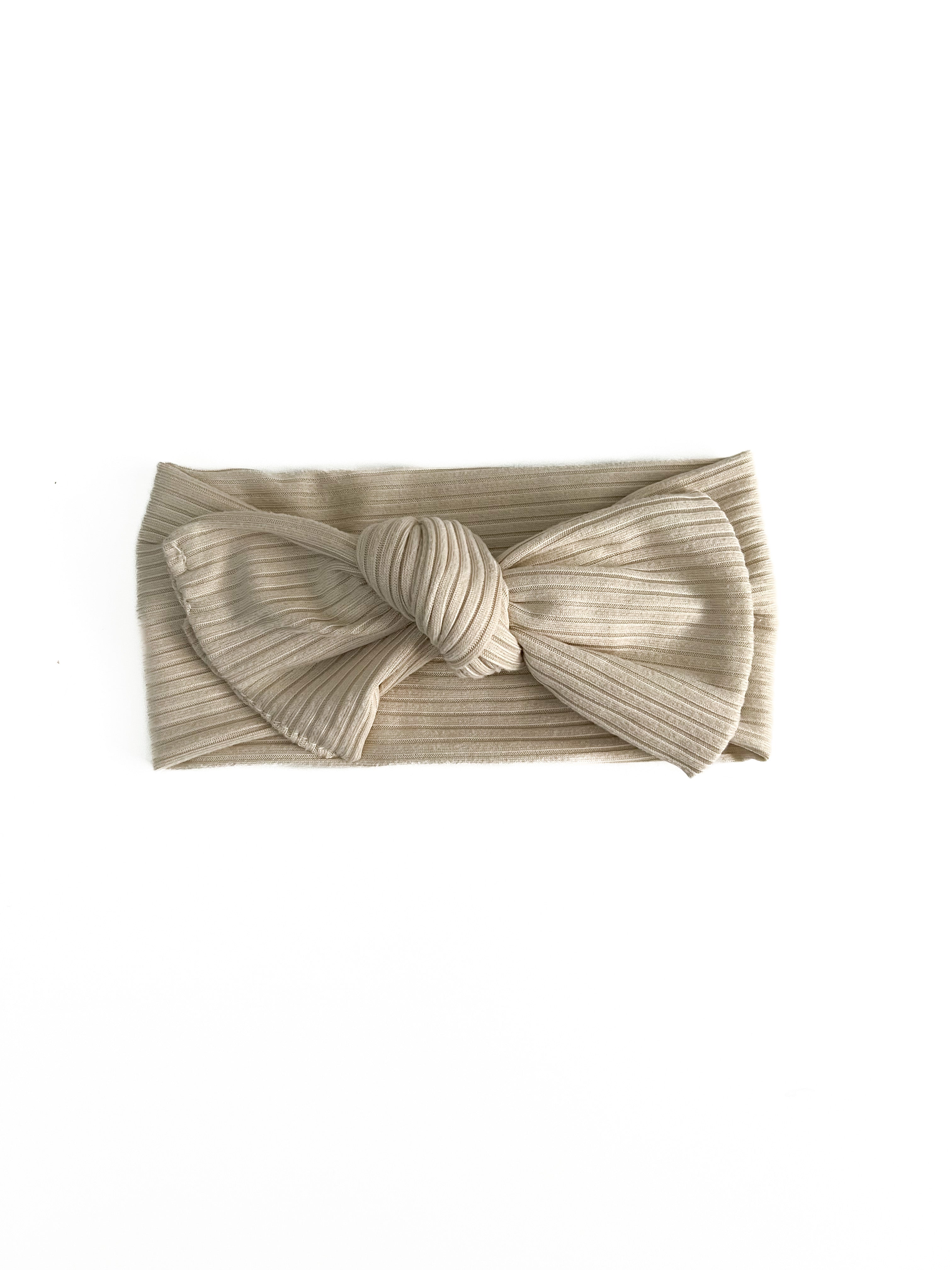 Oat Beige Baby Girl Bow Headwrap